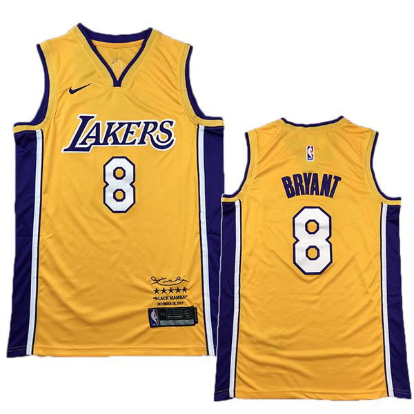 Los angeles lakers 8 kobe bryant retro basketball jersey retired men's gold edition swingman vest