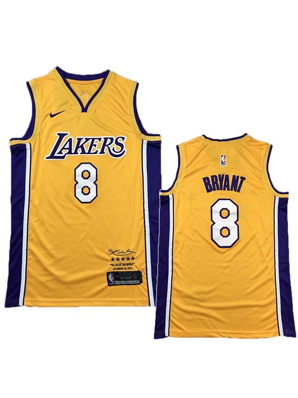 Los angeles lakers 8 kobe bryant retro basketball jersey retired men's gold edition swingman vest