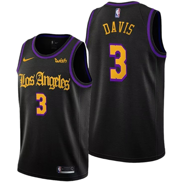 Los Angeles Lakers Anthony Davis 3 maillot rétro noir déclaration édition swingman uniforme basket-ball édition limitée gilet