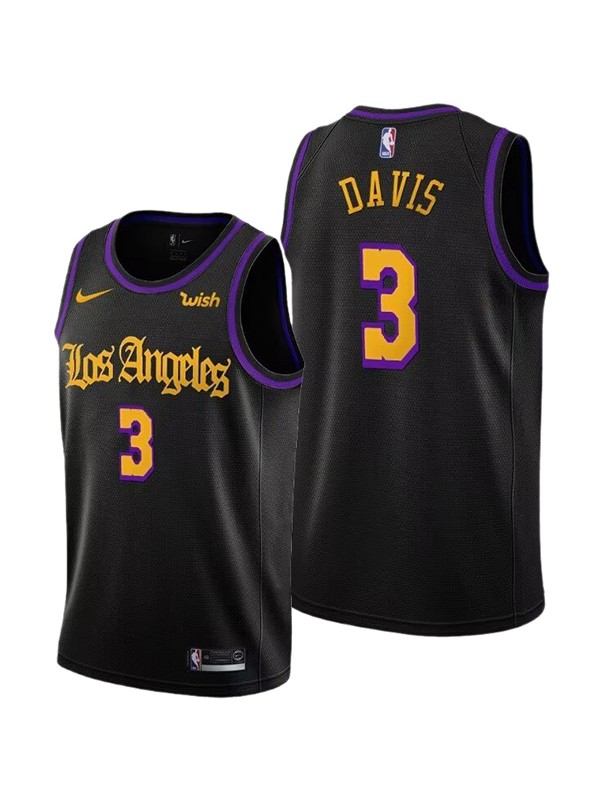 Los Angeles Lakers Anthony Davis 3 maillot rétro noir déclaration édition swingman uniforme basket-ball édition limitée gilet