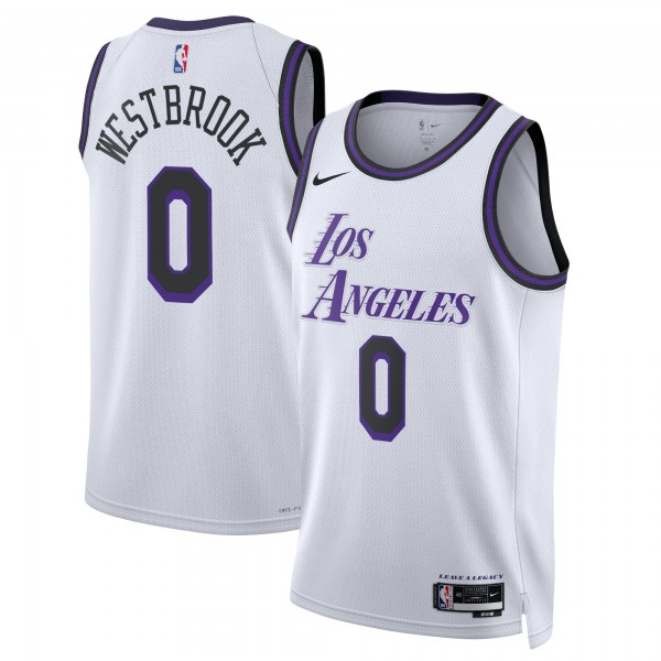 Los Angeles Lakers edition swingman jersey 0# Russell Westbrook uniform men's basketball kit limited white blue shirt 2022-2023