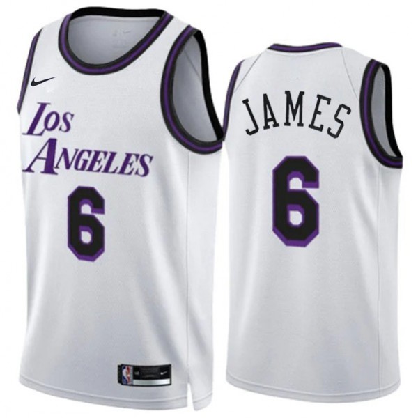 Los Angeles Lakers edition swingman jersey 6# LeBron James uniform men's basketball kit limited white blue shirt 2022-2023