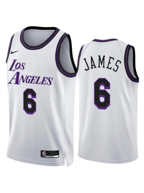 Los Angeles Lakers edition swingman jersey 6# LeBron James uniform men's basketball kit limited white blue shirt 2022-2023