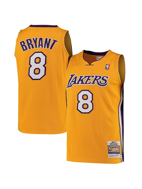 Los Angeles Lakers jersey Kobe Bryant 8# Mitchell Ness hardwood swingman retro uniform yellow kit 2000-2001