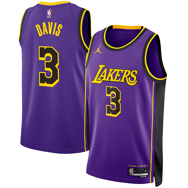 Los Angeles Lakers jersey men's 3 Anthony Davis city basketball swingman uniform purple black edition shirt 2023