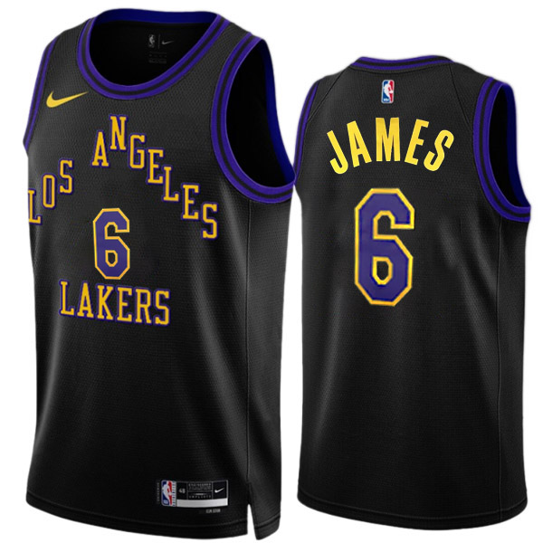 Los Angeles Lakers jersey men's 6 LeBron James city basketball swingman uniform black edition shirt 2023