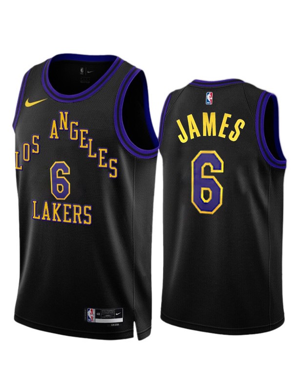 Los Angeles Lakers jersey men's 6 LeBron James city basketball swingman uniform black edition shirt 2023