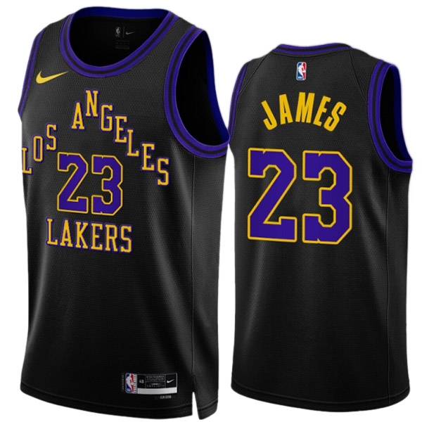 Los Angeles Lakers jersey men's LeBron James 23 city basketball swingman uniform black edition shirt 2023