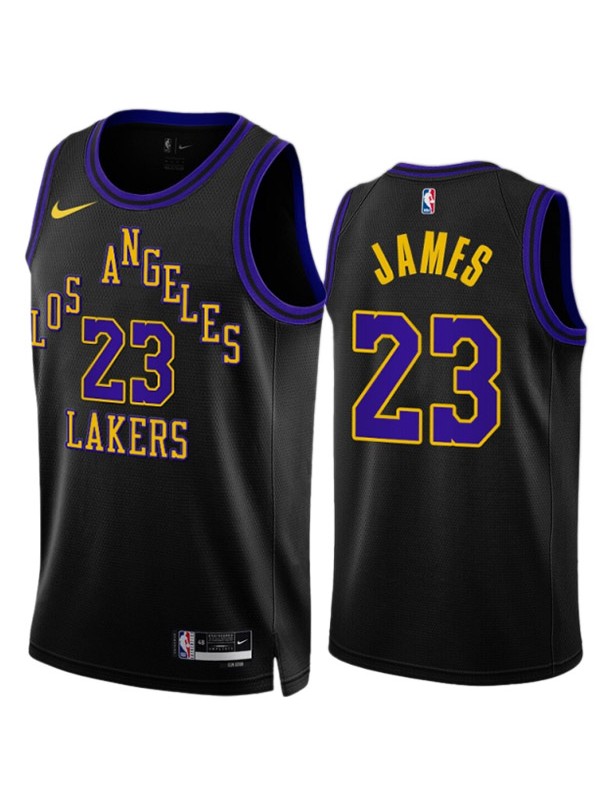 Los Angeles Lakers jersey men's LeBron James 23 city basketball swingman uniform black edition shirt 2023