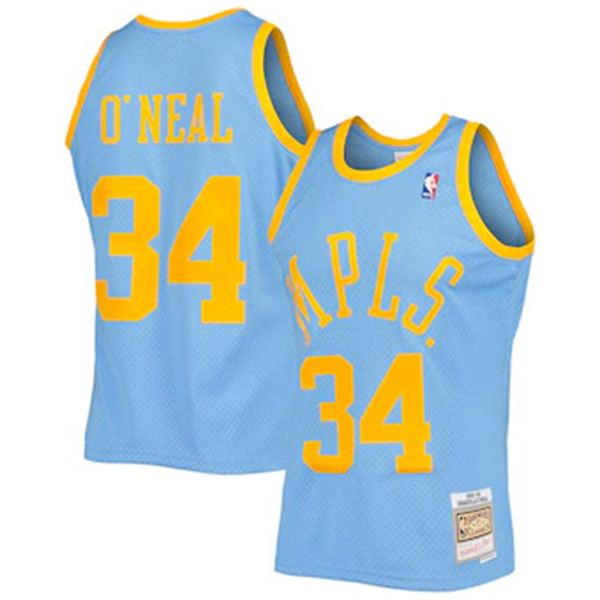 Los Angeles Lakers jersey Shaquille O'neal 34# Mitchell Ness swingman retro uniform light blue kit 2001-2002