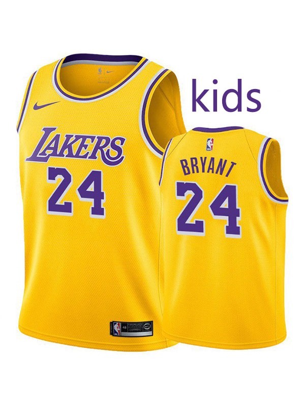 Los Angeles Lakers Kobe Bryant 24 kids city edition swingman jersey youth gold uniform children basketball limited vest