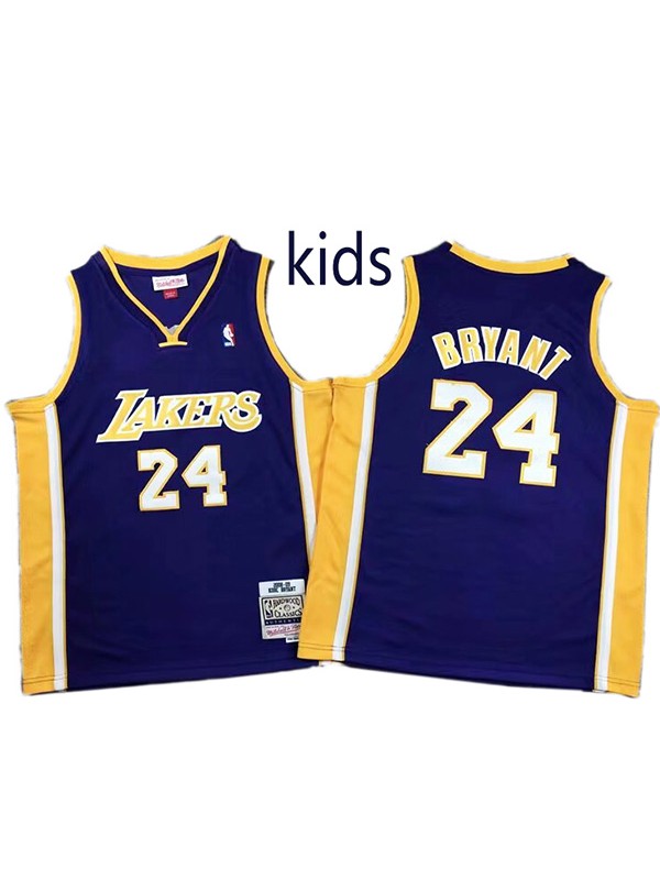 Los Angeles Lakers Kobe Bryant 24 kids city edition swingman retro jersey youth purple uniform children basketball limited vest