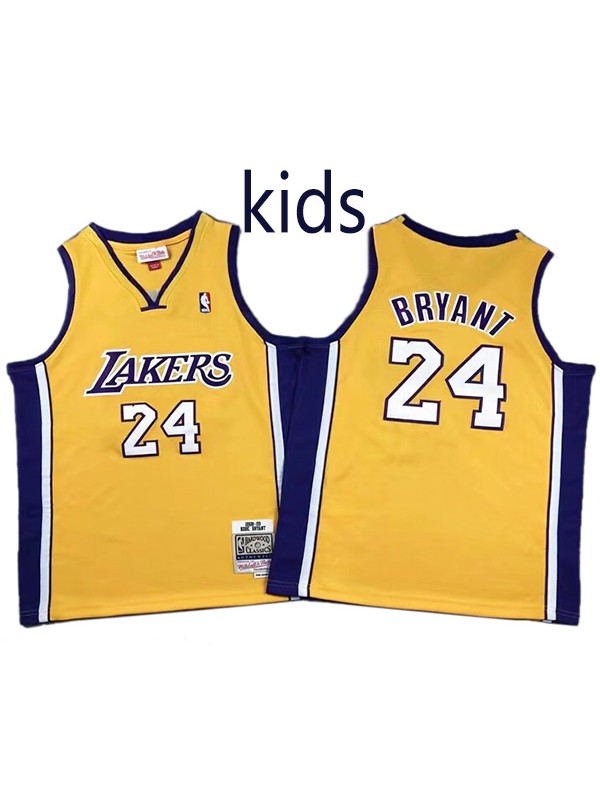 Los Angeles Lakers Kobe Bryant 24 kids city edition swingman retro jersey youth yellow uniform children basketball limited vest