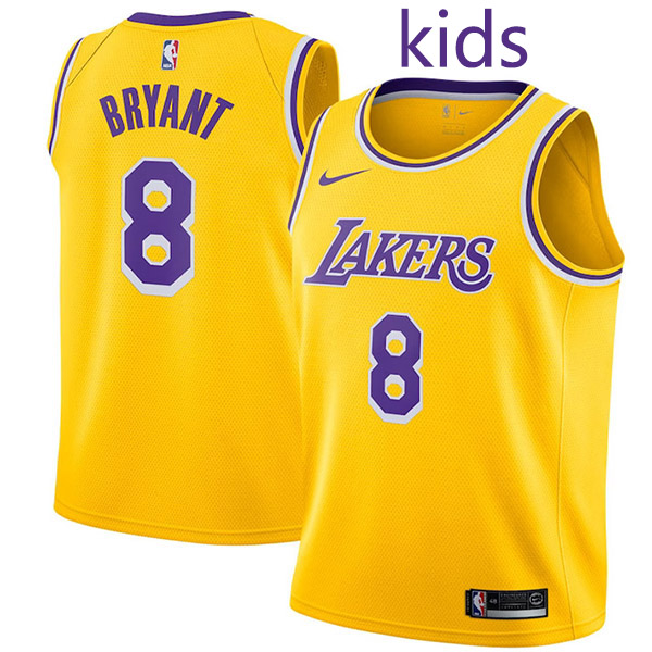 Los Angeles Lakers Kobe Bryant 8 kids city edition swingman jersey youth gold uniform children basketball limited vest