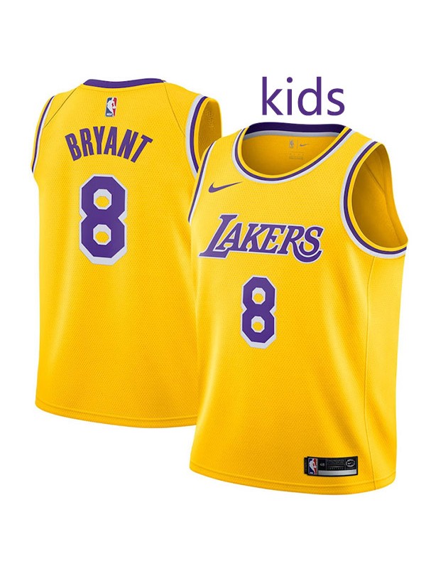 Los Angeles Lakers Kobe Bryant 8 kids city edition swingman jersey youth gold uniform children basketball limited vest