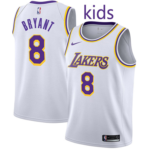 Los Angeles Lakers Kobe Bryant 8 kids city edition swingman jersey youth white uniform children basketball limited vest