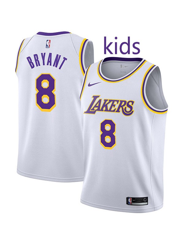 Los Angeles Lakers Kobe Bryant 8 kids city edition swingman jersey youth white uniform children basketball limited vest