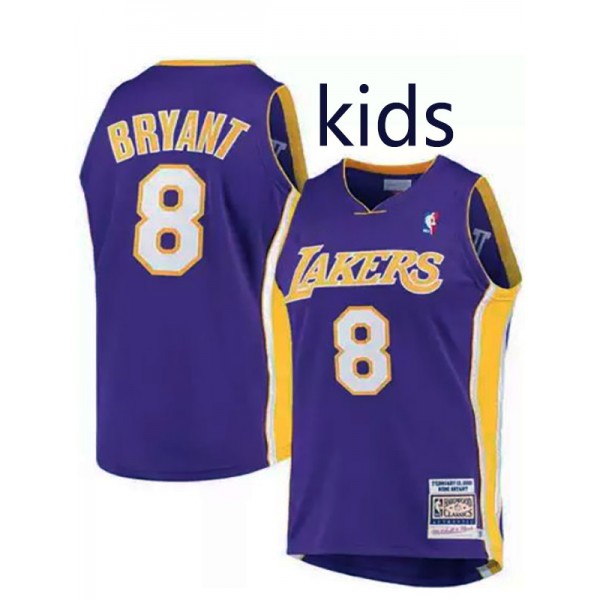 Los Angeles Lakers Kobe Bryant 8 kids city edition swingman retro jersey youth purple uniform children basketball limited vest