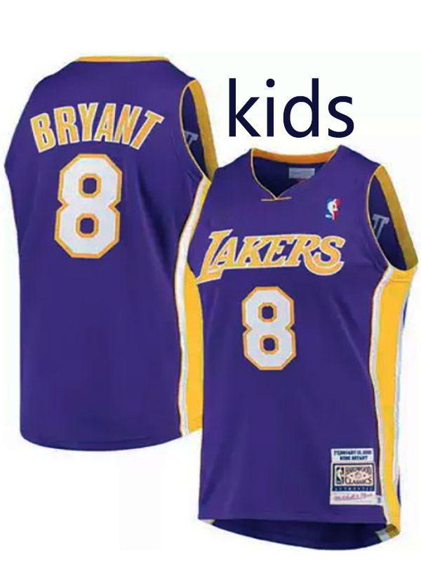 Los Angeles Lakers Kobe Bryant 8 kids city edition swingman retro jersey youth purple uniform children basketball limited vest