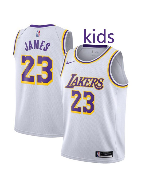 Los Angeles Lakers LeBron James 23 kids city edition swingman jersey youth white uniform children basketball limited vest