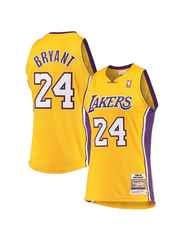 Los Angeles Lakers retro jersey men's Kobe Bryant Authentic uniform mitchell ness 24# yellow 2009 -2010