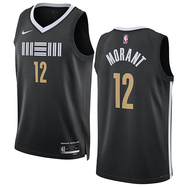 Memphis Grizzlies Ja Morant 12 city edition jersey men's city edition basketball statement limited black vest