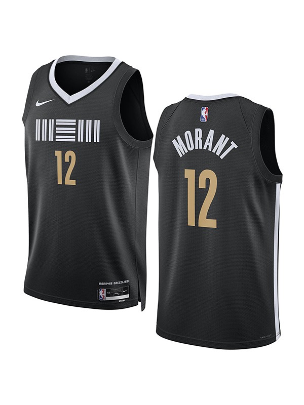 Memphis Grizzlies Ja Morant 12 city edition jersey men's city edition basketball statement limited black vest