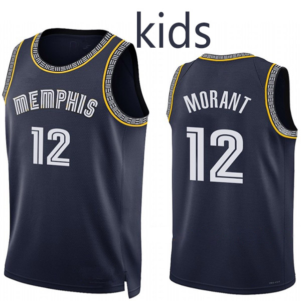 Memphis Grizzlies Ja Morant 12 kids city edition swingman jersey youth uniform children black basketball limited vest