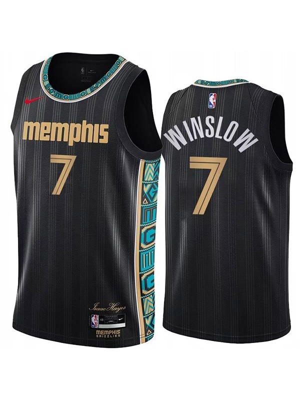 Memphis Grizzlies Justise Winslow 7 maillot uniforme de basket-ball swingman kit édition limitée ville chemise noire