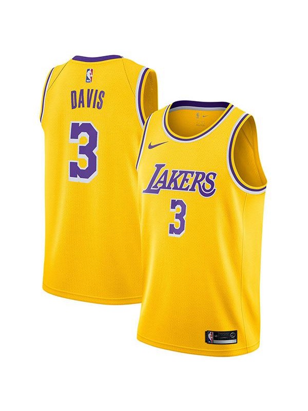 Men's Los Angeles Lakers Anthony Davis NBA Gold Swingman Basketball Jersey Icon Edition 2019