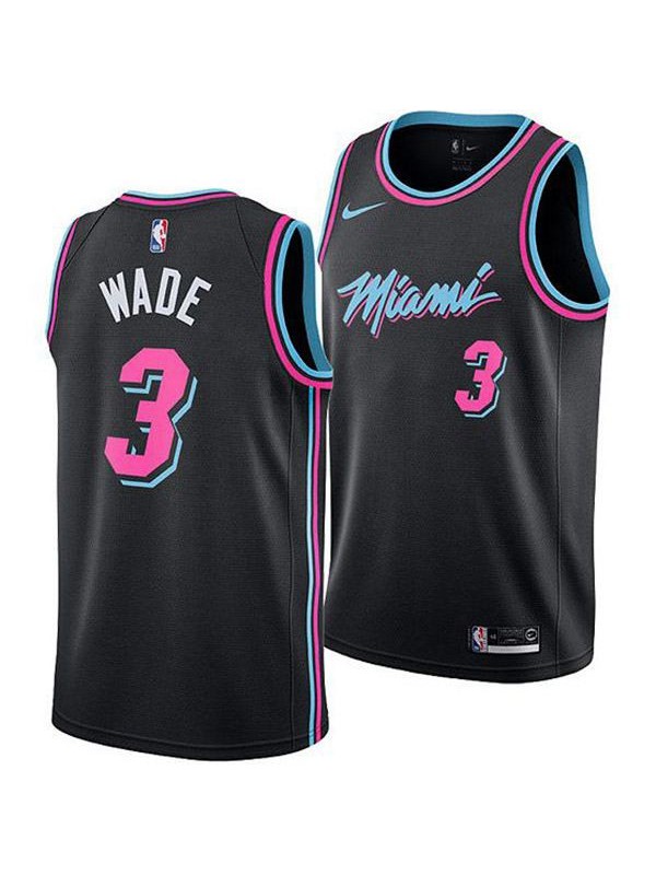 Men's Miami Heat 3 Dwyane Wade Basketball City Edition NBA Jersey Black 2018