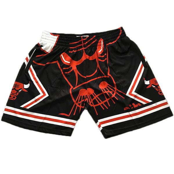 Men's Chicago Bulls basketball jersey mitchell ness big face shorts black 2020