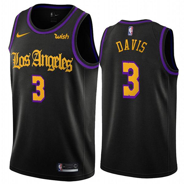 Men's Los Angeles Lakers Anthony Davis 3 Swingman Nba Basketball City Edition Jersey Black 2019-2020