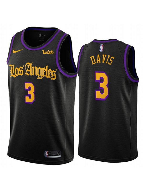 Men's Los Angeles Lakers Anthony Davis 3 Swingman Nba Basketball City Edition Jersey Black 2019-2020