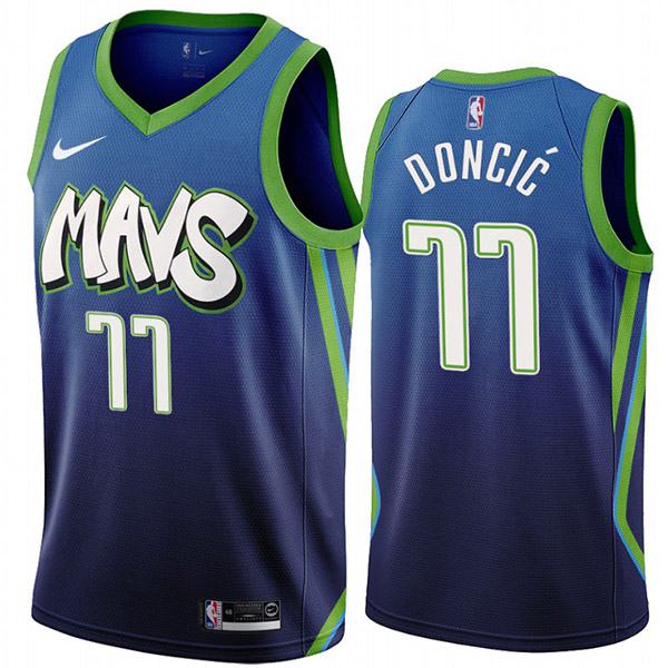 Men's Mavs Luka Doncic 77 Blue City Edition Jersey Basketball Shirt 2019-2020