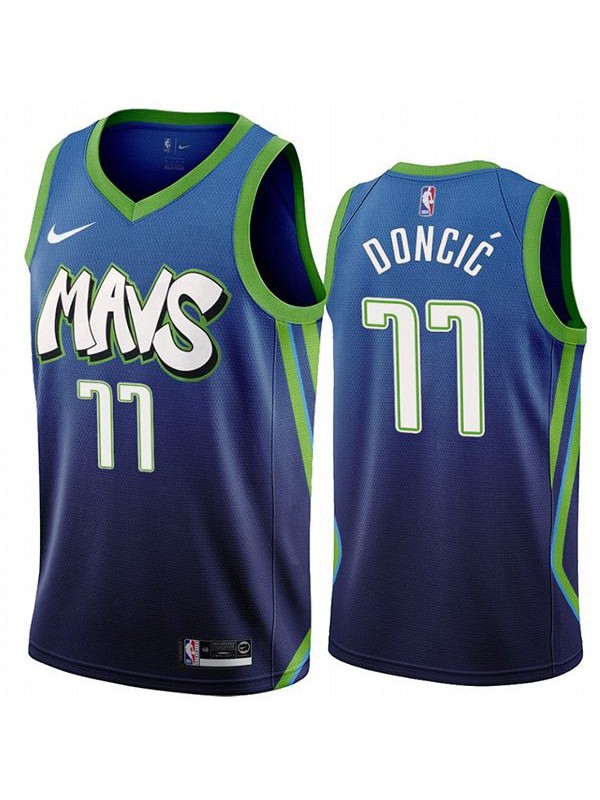 Men's Mavs Luka Doncic 77 Blue City Edition Jersey Basketball Shirt 2019-2020