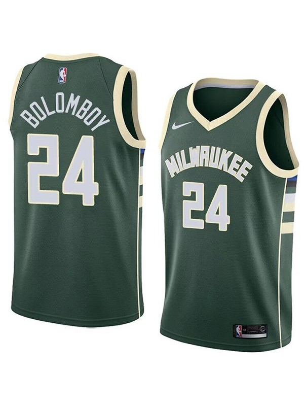 Milwaukee Bucks city edition swingman jersey men's Joel Bolomboy 24 green basketball limited vest