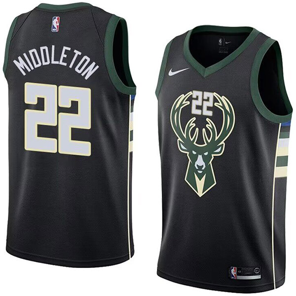 Milwaukee Bucks city edition swingman jersey men's Khris Middleton 22 black basketball limited vest