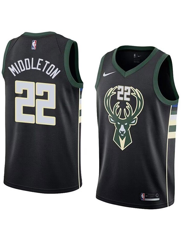 Milwaukee Bucks city edition swingman jersey men's Khris Middleton 22 black basketball limited vest