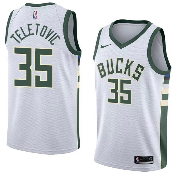 Milwaukee Bucks city edition swingman jersey men's Mirza Teletovic 35 white basketball limited vest