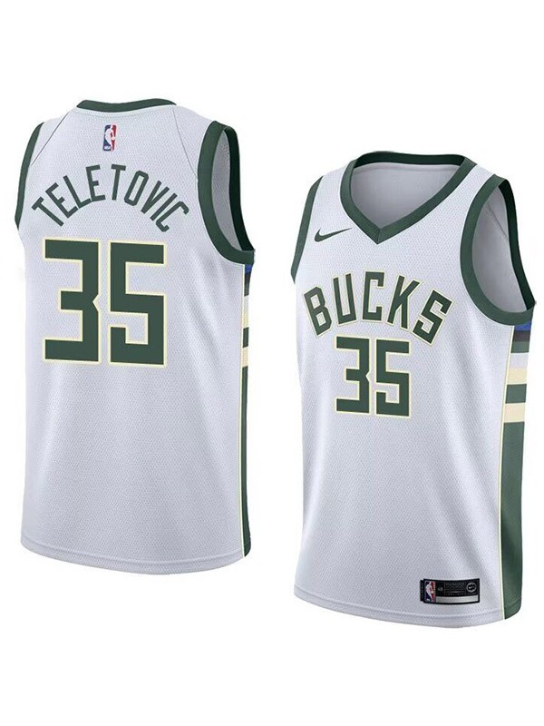 Milwaukee Bucks city edition swingman jersey men's Mirza Teletovic 35 white basketball limited vest