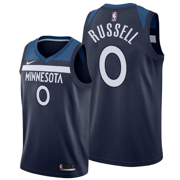 Minnesota Timberwolves 0 D'Angelo Russell jersey ville uniforme de basket-ball swingman édition limitée kit chemise marine 2022