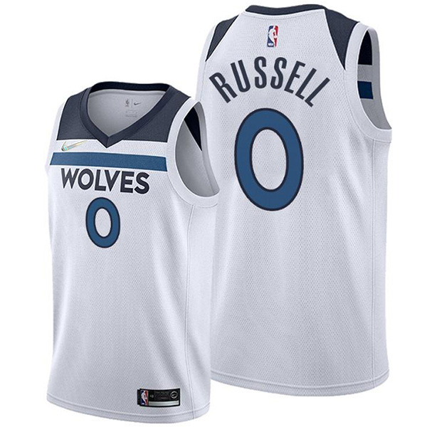 Minnesota Timberwolves 0 D'Angelo Russell jersey city uniforme de basket-ball swingman édition limitée kit chemise blanche 2022