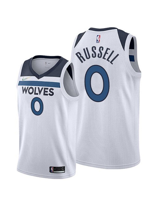 Minnesota Timberwolves 0 D'Angelo Russell jersey city uniforme de basket-ball swingman édition limitée kit chemise blanche 2022