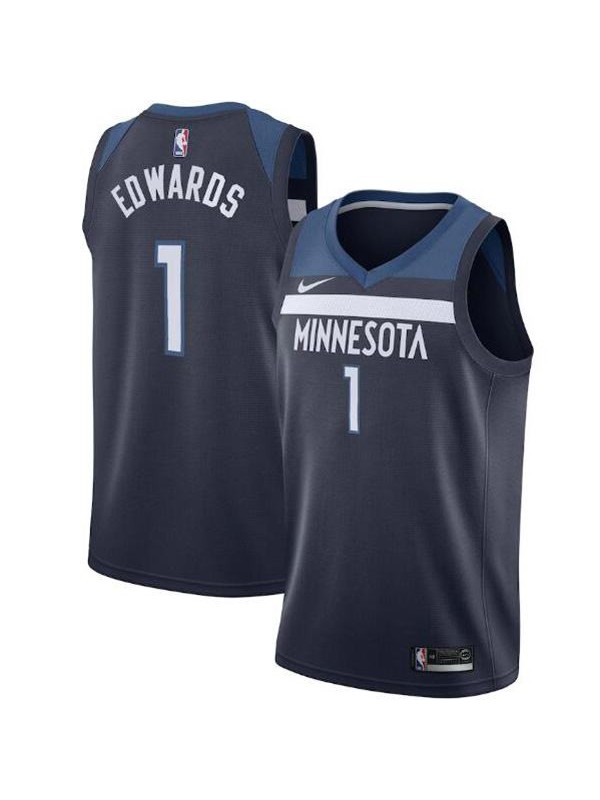 Minnesota Timberwolves 1 Anthony Edwards Icon Swingman Jersey city nba basketball navy edition shirt 2021