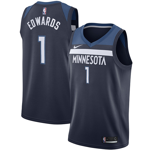 Minnesota Timberwolves 1 Anthony Edwards jersey ville uniforme de basket-ball swingman édition limitée kit chemise marine 2022