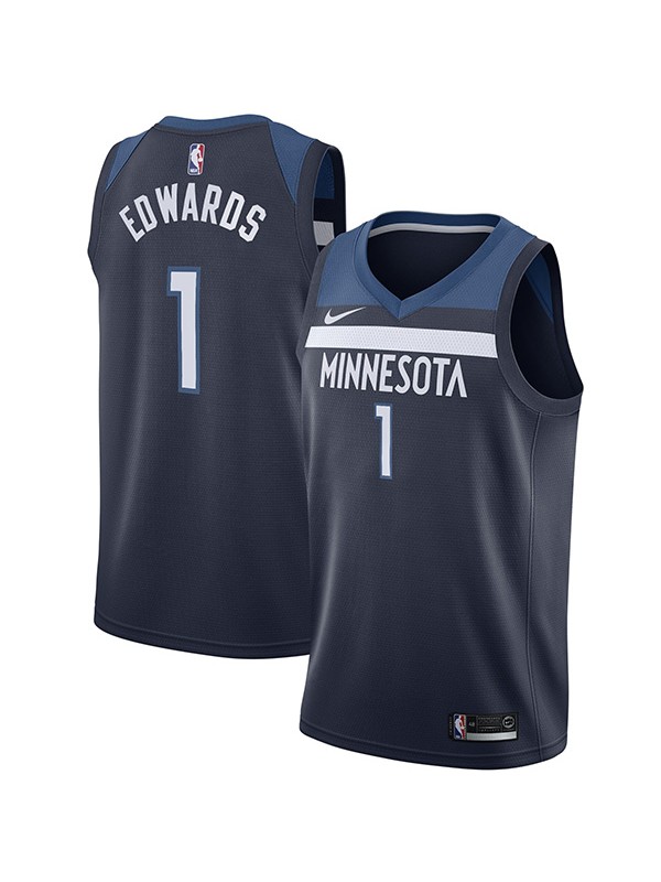 Minnesota Timberwolves 1 Anthony Edwards jersey ville uniforme de basket-ball swingman édition limitée kit chemise marine 2022