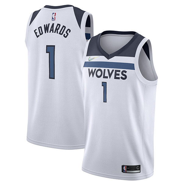 Minnesota Timberwolves 1 Anthony Edwards jersey ville uniforme de basket-ball swingman édition limitée kit chemise blanche 2022