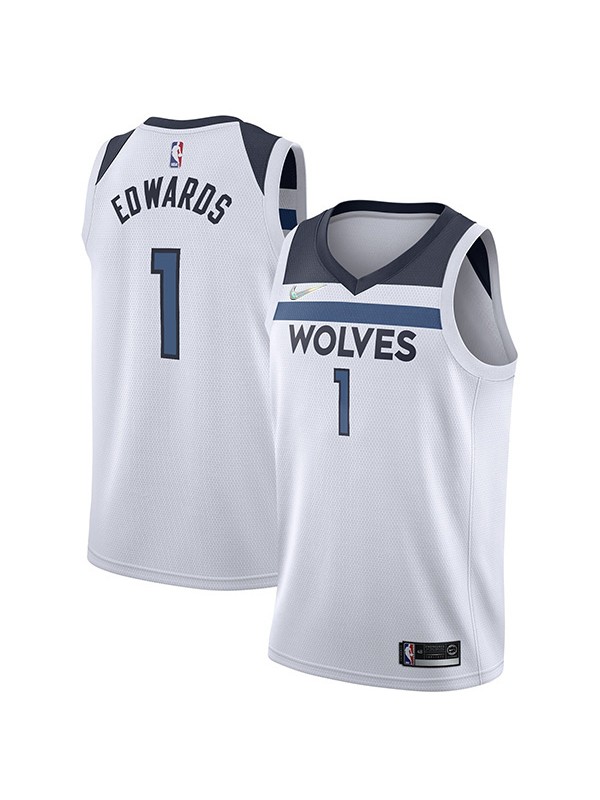 Minnesota Timberwolves 1 Anthony Edwards jersey ville uniforme de basket-ball swingman édition limitée kit chemise blanche 2022