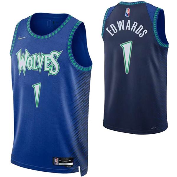 Minnesota Timberwolves 1 Edwards jersey blue basketball uniform swingman kit limited edition shirt 2022-2023